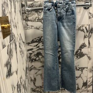 Light Wash Jeans with Asymmetrical Silver Button Fly